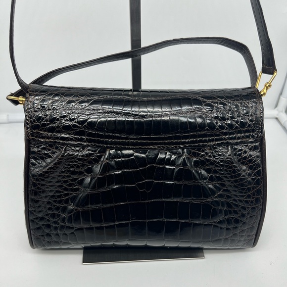 NEW BALLY Vintage Genuine Crocodile Skin Brown Leather Crossbody Bag Clutch - Picture 6 of 17